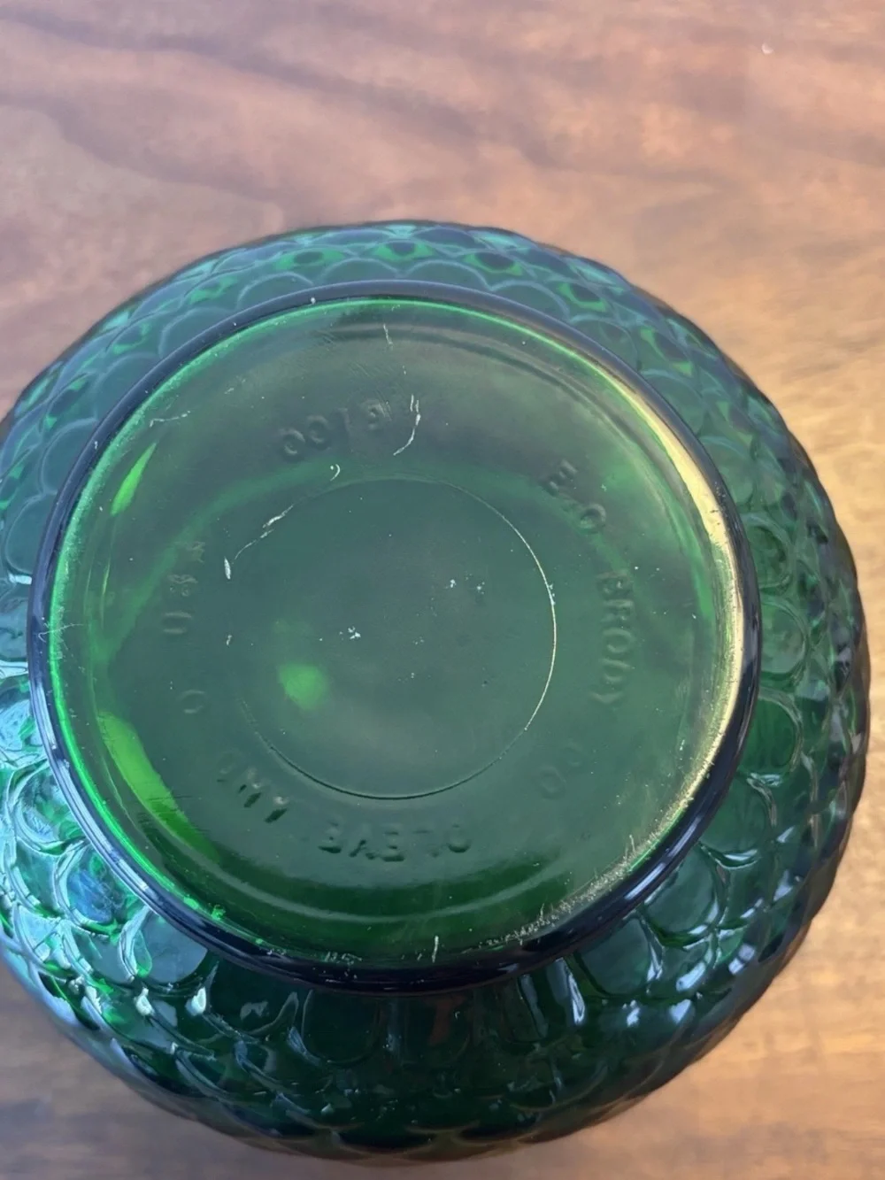 Authentic MCM Vintage EO Brody Green Glass Dragon Scale Bowl